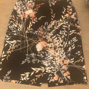 Talbots Black Peach Pink Floral Pencil Skirt